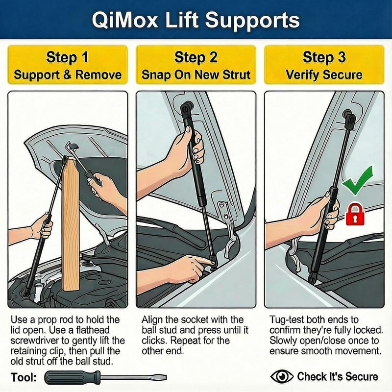 QiMox Qty (2) QiMox Liftgate Struts Lift Supports Shocks Compatible With Honda Odyssey 2005-2010 - Image 5
